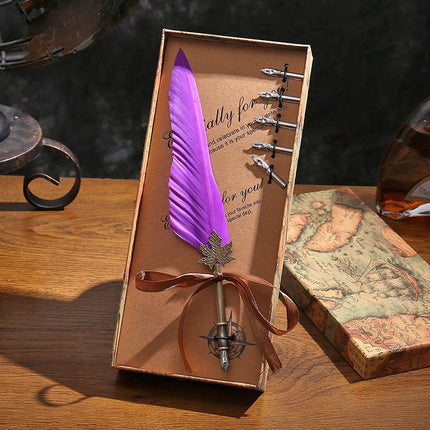 9015 Feather Pen Vintage Goose Quill Calligraphy Fountain Pen Set - Paper Whimsy Studio