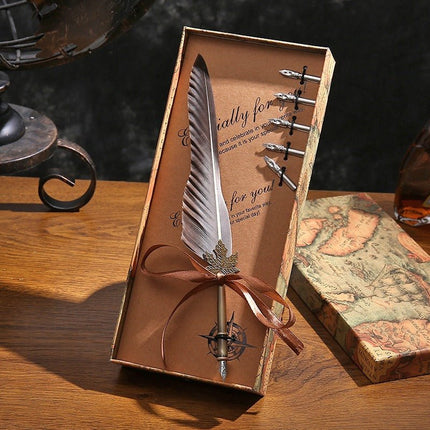 9015 Feather Pen Vintage Goose Quill Calligraphy Fountain Pen Set - Paper Whimsy Studio