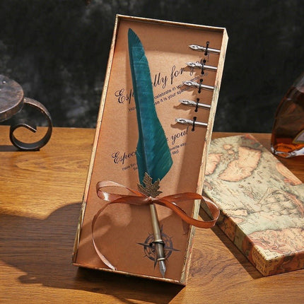 9015 Feather Pen Vintage Goose Quill Calligraphy Fountain Pen Set - Paper Whimsy Studio