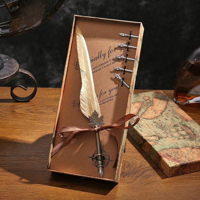 9015 Feather Pen Vintage Goose Quill Calligraphy Fountain Pen Set - Paper Whimsy Studio