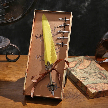 9015 Feather Pen Vintage Goose Quill Calligraphy Fountain Pen Set - Paper Whimsy Studio