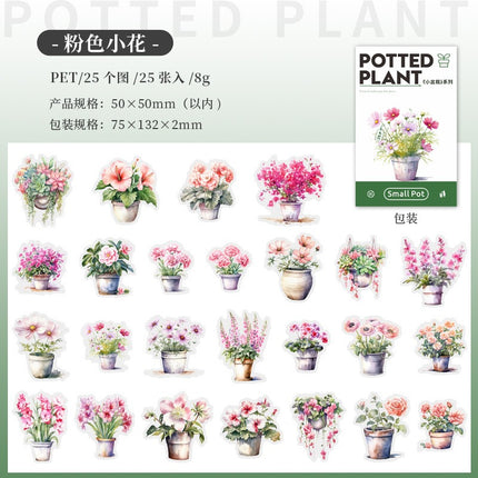 1182 PET Sticker Pack Small Potted Plant Series